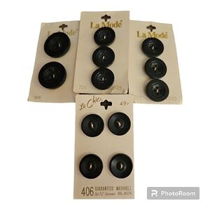 3/$30 VTG LA MODE LE CHIC Black Acrylic Buttons